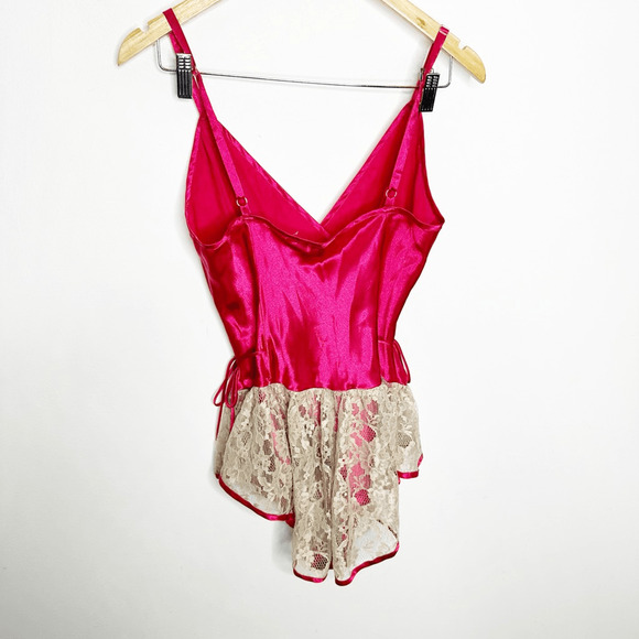 VTG 90s Victoria's Secret GOLD LABEL Skirted Teddy Pink Satin womens M medium - Picture 4 of 7